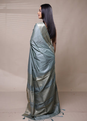 Grey Cotton Saree With Blouse Piece