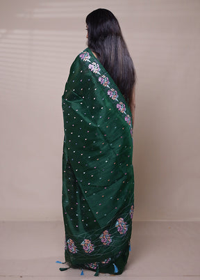 Green Tussar Silk Saree With Blouse Piece