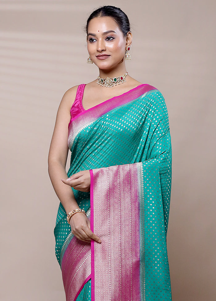 Blue Dupion Silk Saree With Blouse Piece