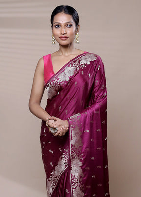 Purple Dupion Silk Saree With Blouse Piece