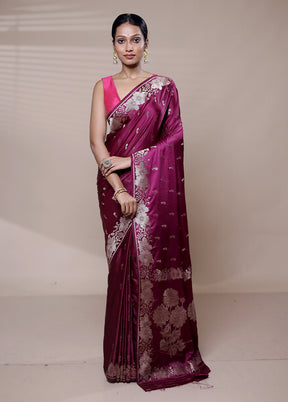 Purple Dupion Silk Saree With Blouse Piece