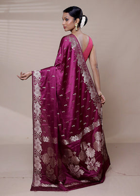 Purple Dupion Silk Saree With Blouse Piece