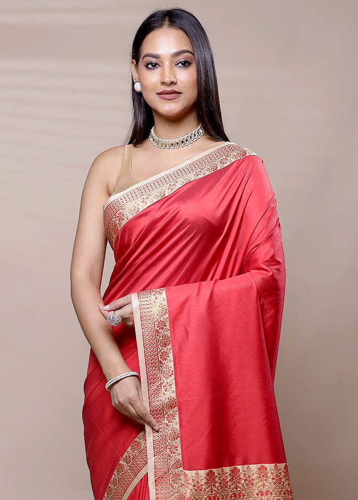 Pink Dupion Silk Saree With Blouse Piece