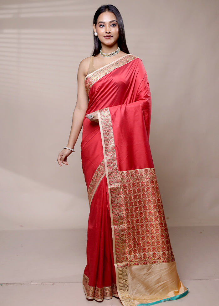 Pink Dupion Silk Saree With Blouse Piece