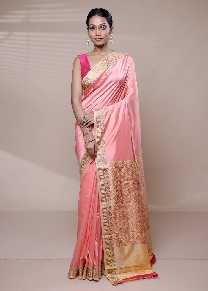 Pink Dupion Silk Saree With Blouse Piece