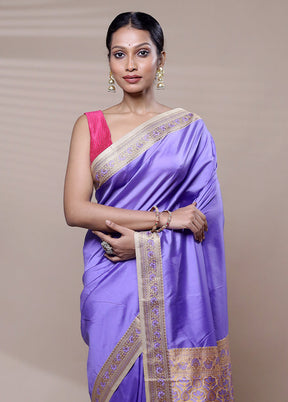 Purple Dupion Silk Saree With Blouse Piece