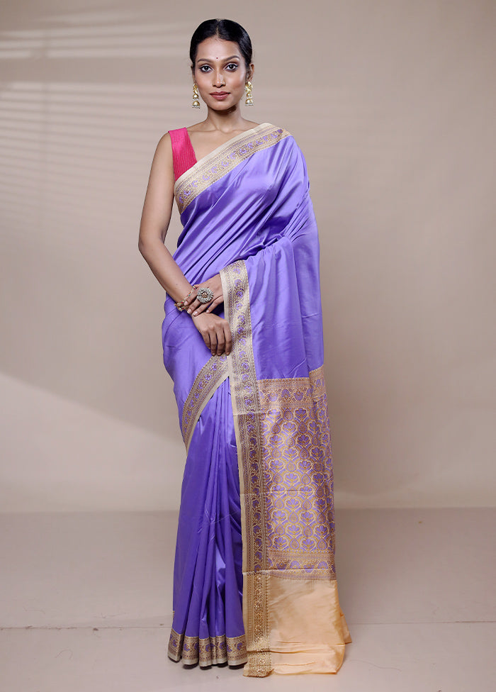 Purple Dupion Silk Saree With Blouse Piece