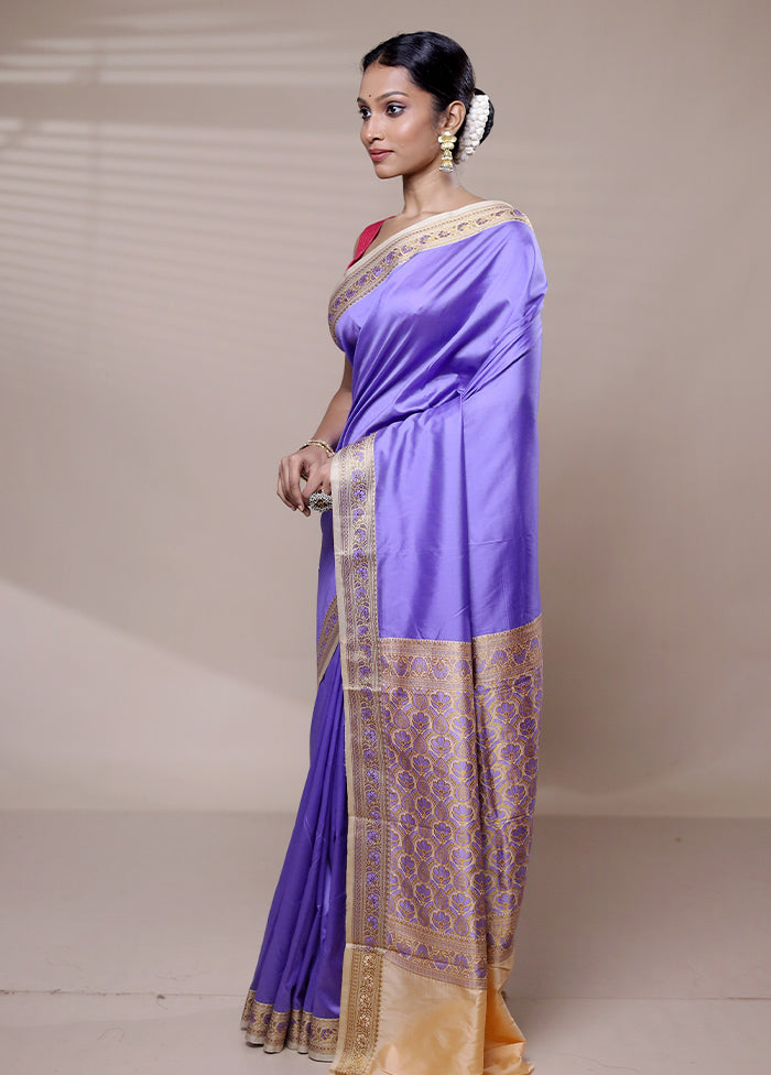 Purple Dupion Silk Saree With Blouse Piece