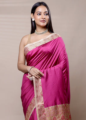 Pink Dupion Silk Saree With Blouse Piece