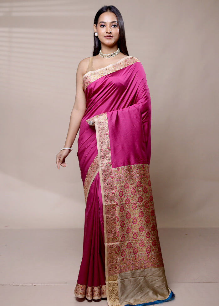 Pink Dupion Silk Saree With Blouse Piece