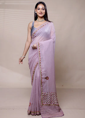 Purple Chiffon Silk Saree With Blouse Piece