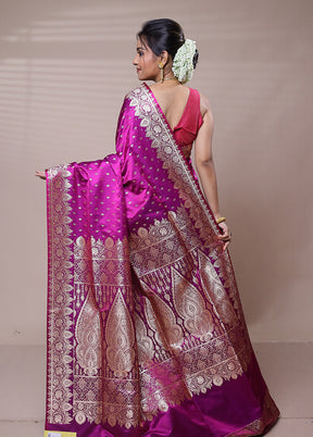 Piurple Banarasi Silk Saree With Blouse Piece