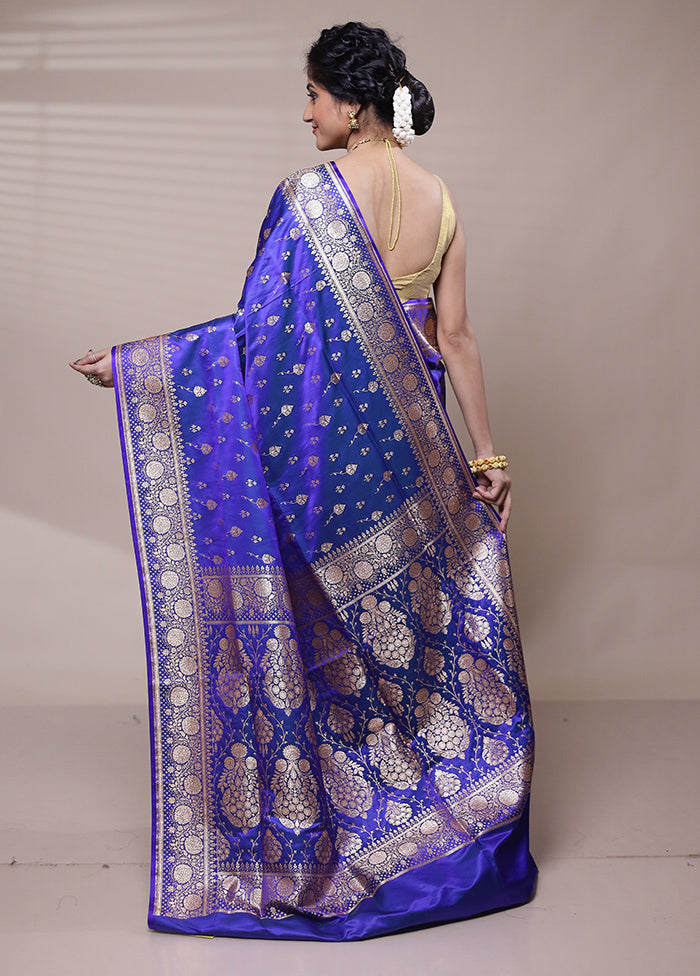 Violet Banarasi Silk Saree With Blouse Piece