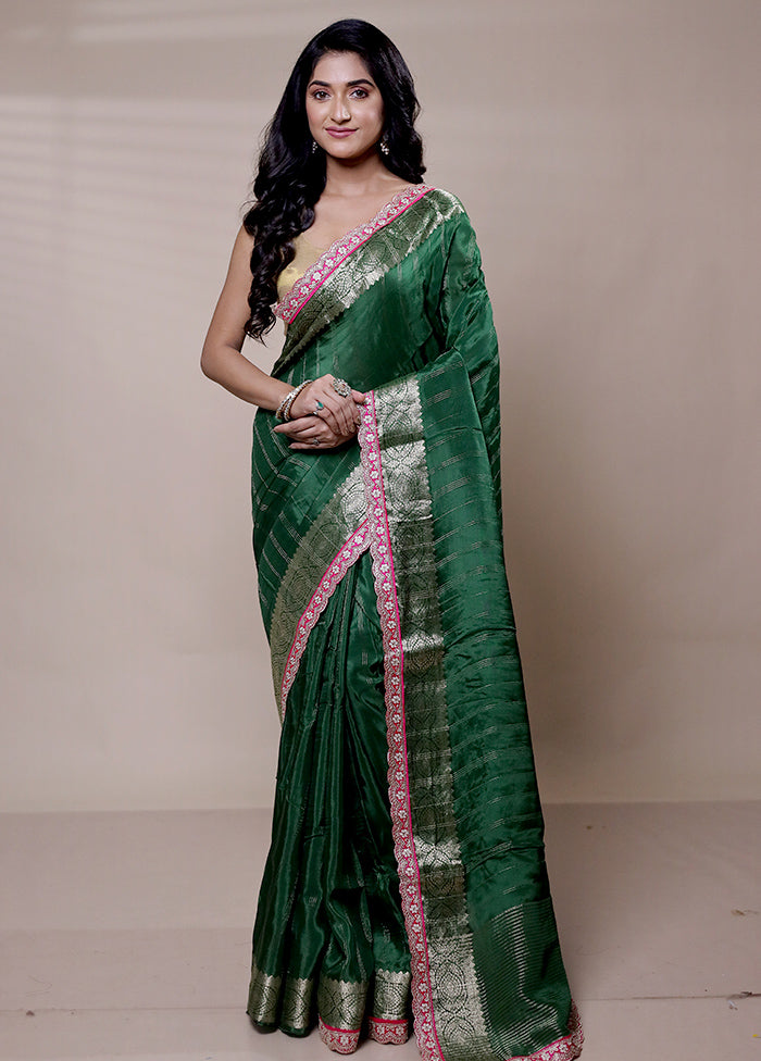 Green Chiffon Silk Saree With Blouse Piece