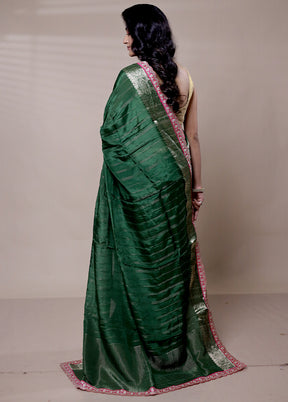 Green Chiffon Silk Saree With Blouse Piece