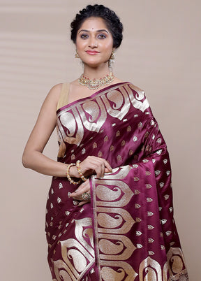 Purple Banarasi Silk Saree With Blouse Piece