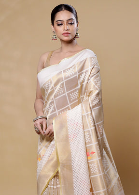 White Net Saree With Blouse Piece