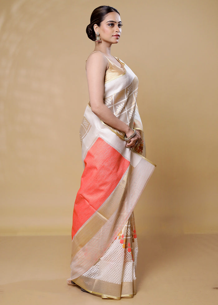 White Net Saree With Blouse Piece