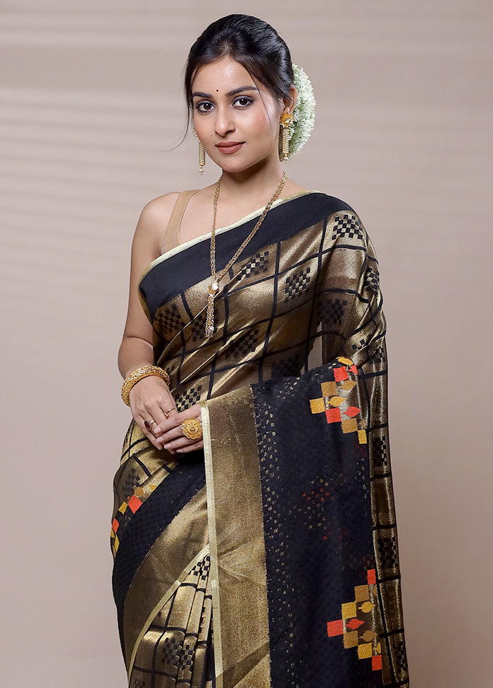 Black Net Saree With Blouse Piece