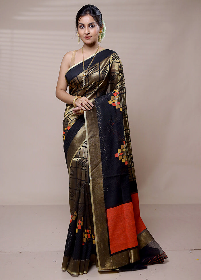 Black Net Saree With Blouse Piece