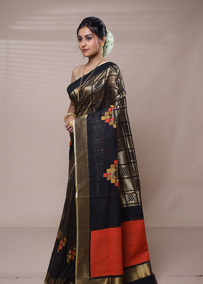 Black Net Saree With Blouse Piece