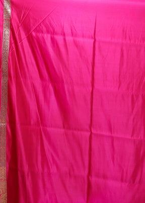 Pink Banarasi Silk Saree With Blouse Piece