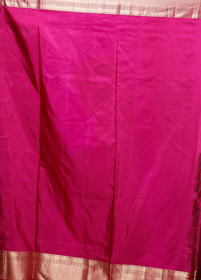 Pink Handloom Kanjivaram Pure Silk Saree With Blouse Piece