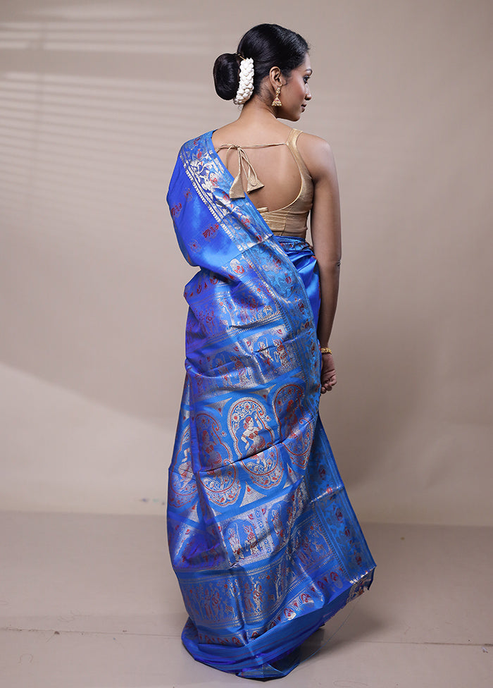 Blue Handloom Swarnachuri Pure Silk Saree With Blouse Piece