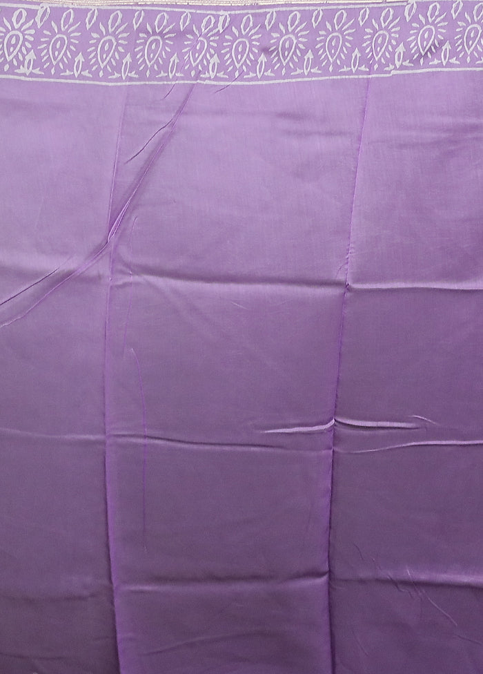 Purple Chanderi Cotton Saree With Blouse Piece