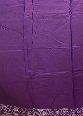 Purple Chanderi Cotton Saree With Blouse Piece