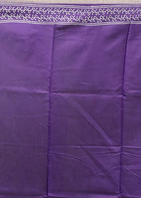 Purple Chanderi Cotton Saree With Blouse Piece