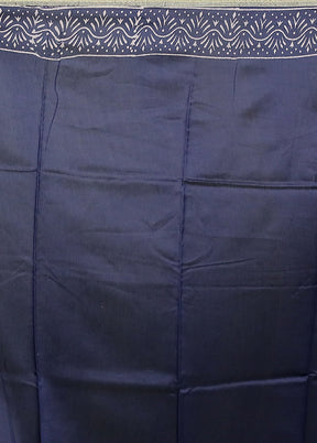 Blue Chanderi Cotton Saree With Blouse Piece