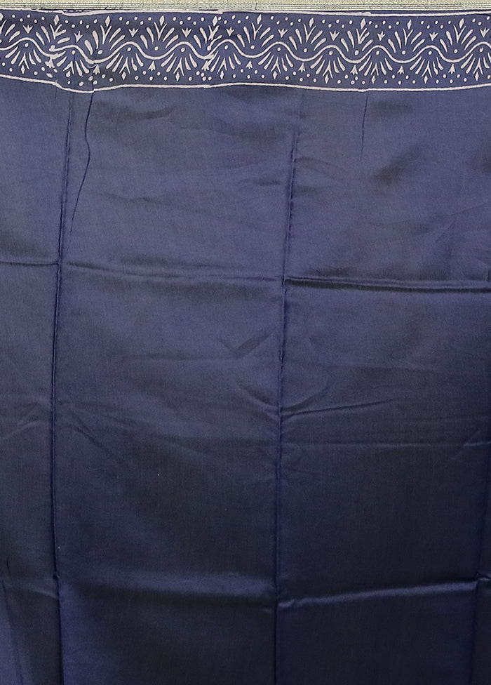 Blue Chanderi Cotton Saree With Blouse Piece