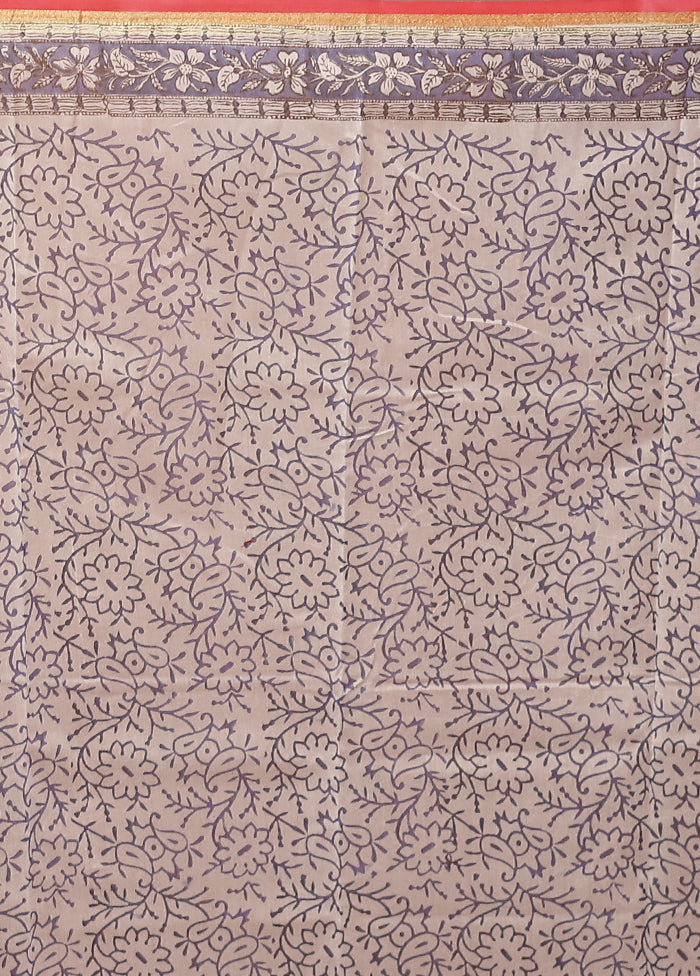 Red Chanderi Cotton Saree With Blouse Piece