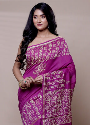 Pink Chanderi Cotton Saree With Blouse Piece