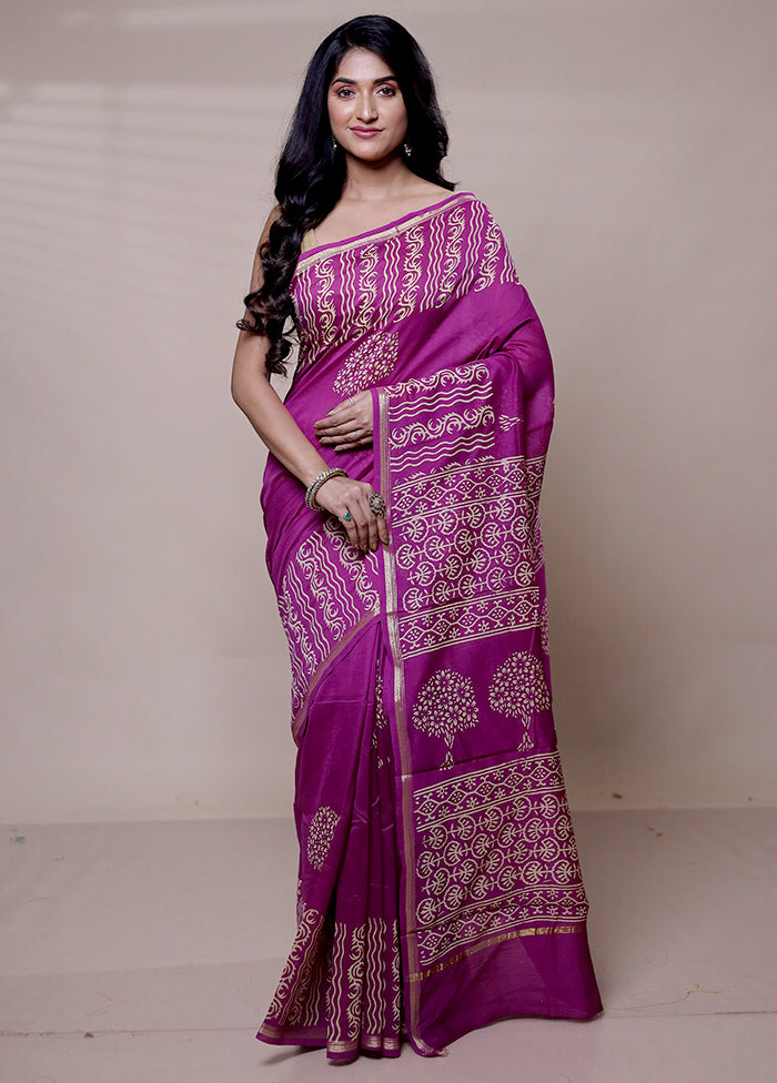 Pink Chanderi Cotton Saree With Blouse Piece