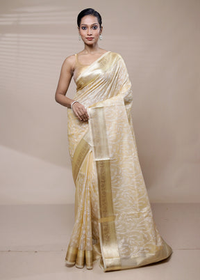 Cream Kota Cotton Saree With Blouse Piece