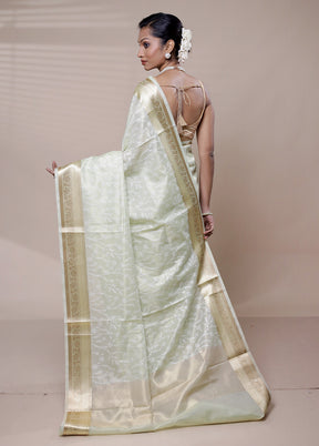 Green Kota Cotton Saree With Blouse Piece