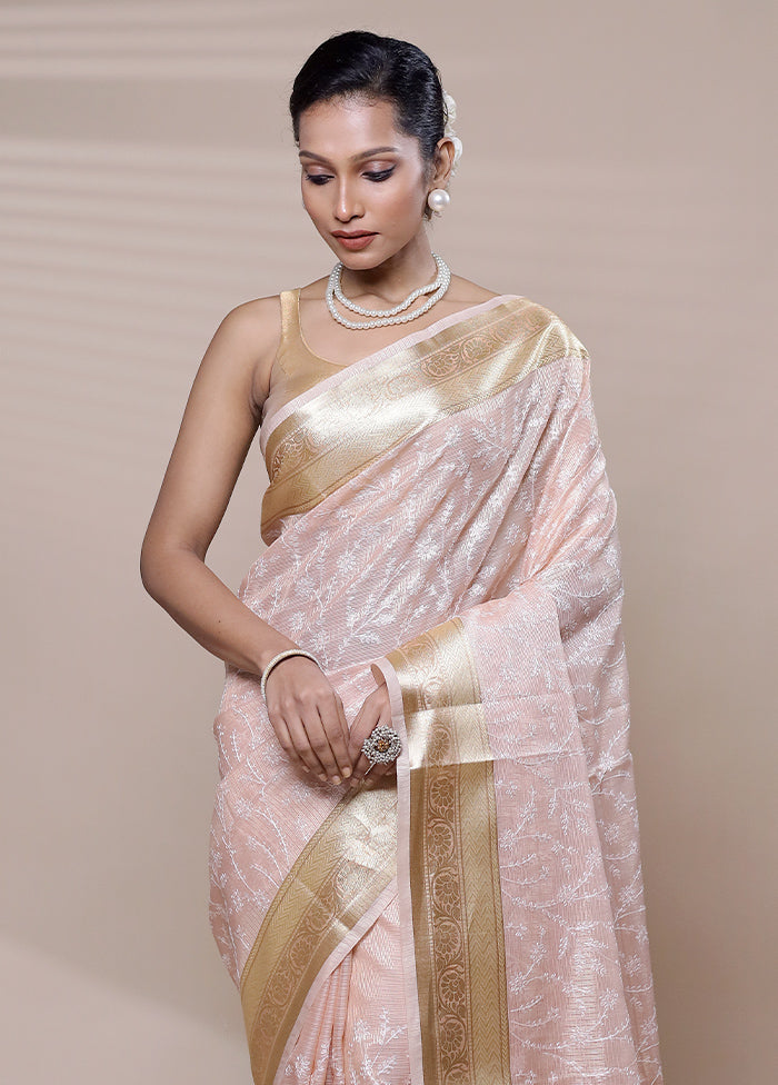 Pink Kota Cotton Saree With Blouse Piece