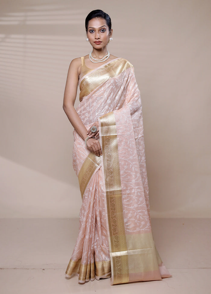 Pink Kota Cotton Saree With Blouse Piece