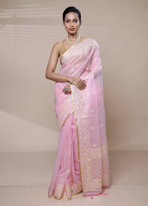 Pink Organza Saree With Blouse Piece