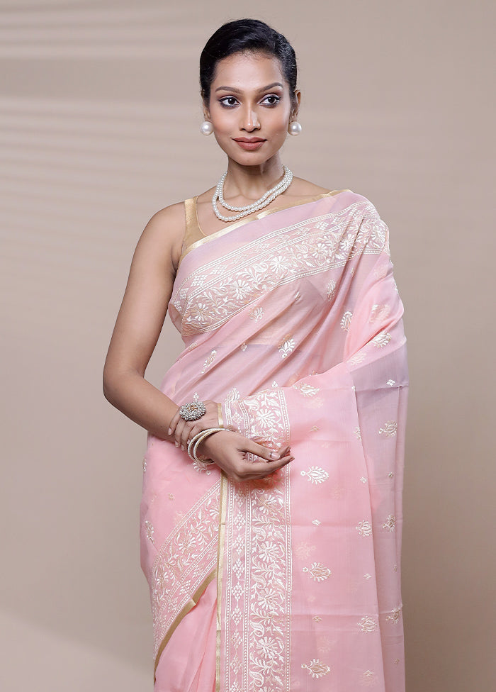 Pink Organza Saree With Blouse Piece