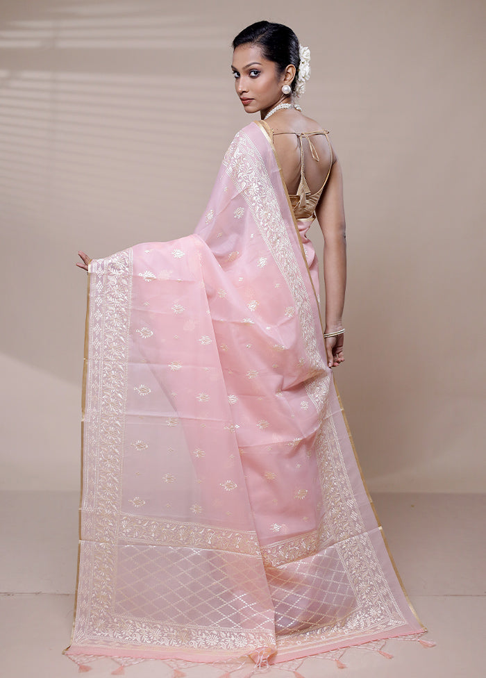 Pink Organza Saree With Blouse Piece