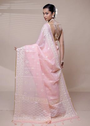 Pink Organza Saree With Blouse Piece