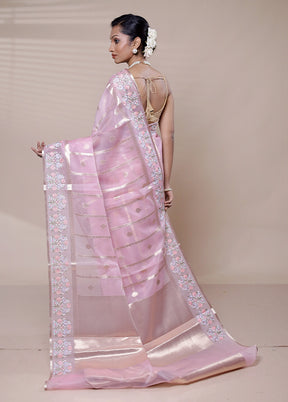 Pink Organza Saree With Blouse Piece