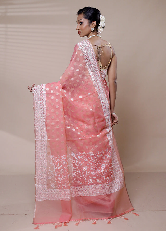 Pink Organza Saree With Blouse Piece