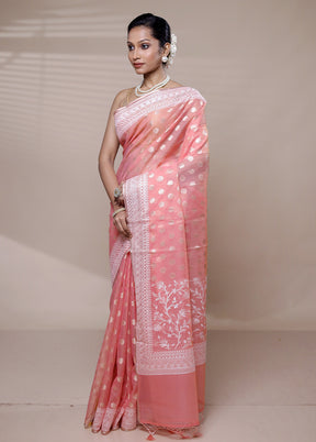 Pink Organza Saree With Blouse Piece