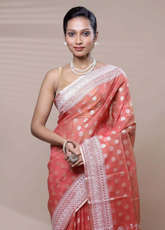 Pink Organza Saree With Blouse Piece