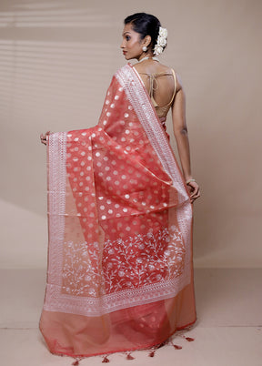 Pink Organza Saree With Blouse Piece