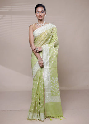 Green Organza Saree With Blouse Piece